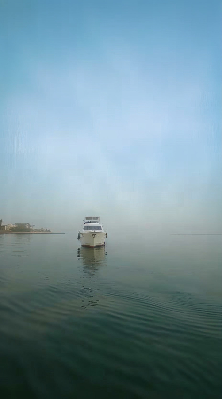 Yacht on an open water route